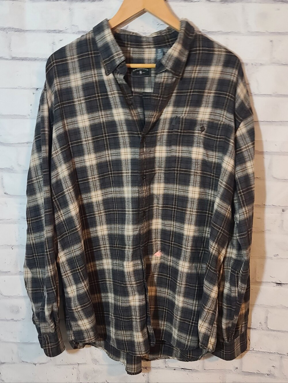 G.H. Bass & Co. Men's 2XL Plaid Flannel Button-Down Long Sleeve Shirt FLAWED